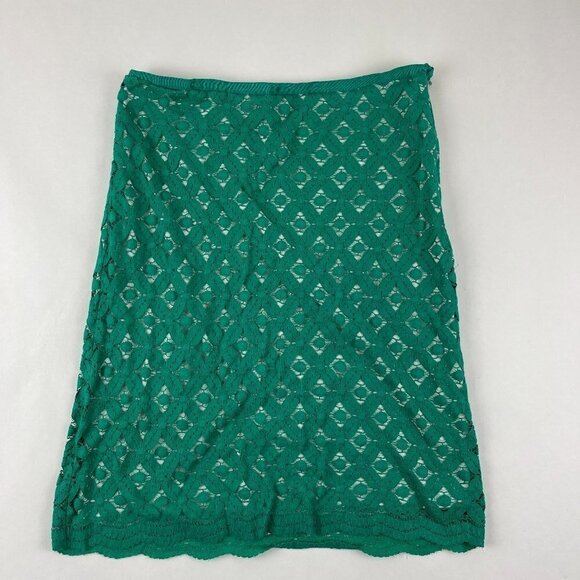 Max Studio Womens Skirt Lace Lined Green Side Zip 2 - Picture 1 of 6